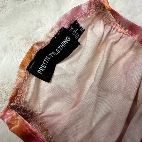 Pretty Little Things Shape Pink Tie Dye Satin Top - Picture 8 of 11